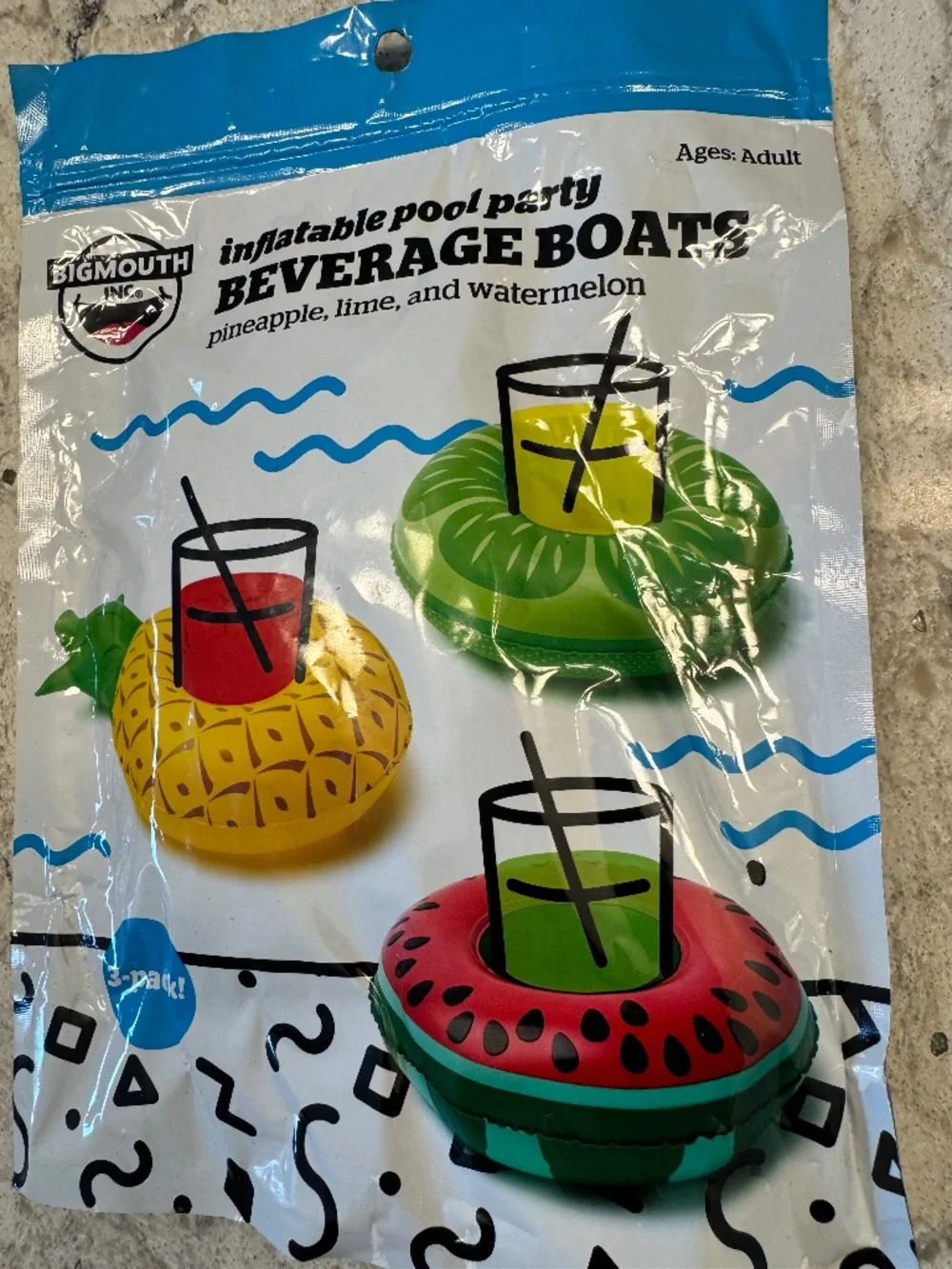 BIG MOUTH Inc. Tropical Fruits Inflatable Pool Party Beverage Boats 3 Pack - Picture 2 of 7